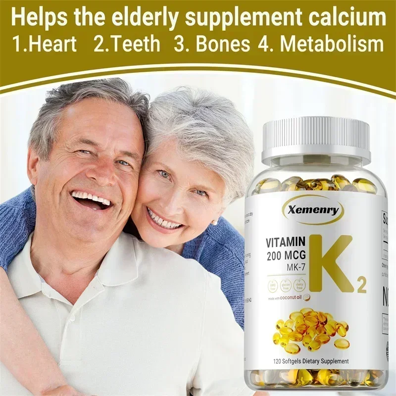 Vitamin K2 MK-7 Supplement: Supports Calcium Absorption, Bones, Joint, Immunity and Heart Health, Easy To Swallow
