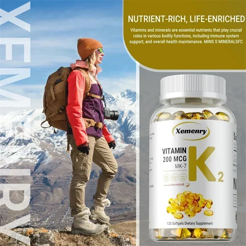 Vitamin K2 MK-7 Supplement: Supports Calcium Absorption, Bones, Joint, Immunity and Heart Health, Easy To Swallow