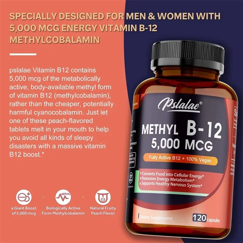Vitamin B12 Supplement: Benefits brain and heart function, aids memory and increases natural energy