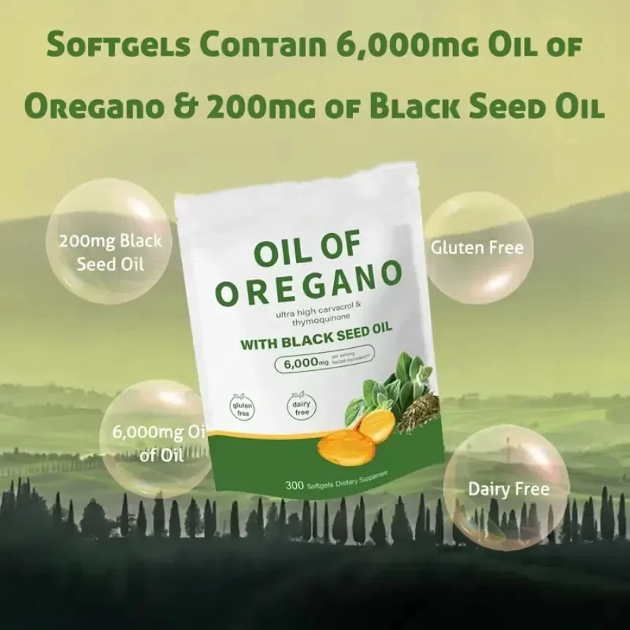 Oregano Oil Capsules with Black Seed Oil - Antioxidants - Highly Effective