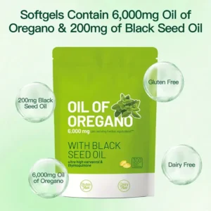 Oregano Oil Capsules with Black Seed Oil - Natural Antioxidants for Fitness Nutritional Support - Highly Effective
