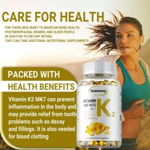 Vitamin K2 MK-7 Supplement: Supports Calcium Absorption, Bones, Joint, Immunity and Heart Health, Easy To Swallow