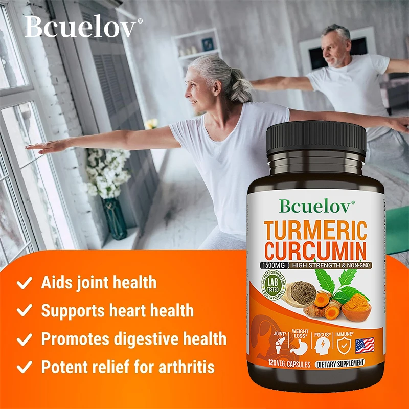 Curcumin (Turmeric) Extract with Antioxidant Effects - Dietary Supplement for Bones and Joints: Vegan - Non-GMO
